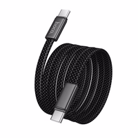 Plokščias kabelis USB C į USB C Hoco 3A 60W 1 m X125 juodas