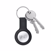 Crong Silicone dėklas with raktų pakabukas – apsauginis keychain dėklas Apple AirTag 1/2 (juodas)
