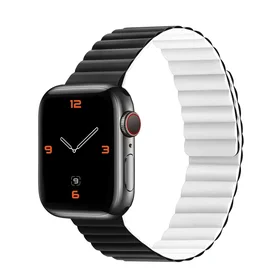 Silikoninis magnetinis dirželis Apple Watch 38/40/41 dvipusis dizainas 2 baltas-juodas