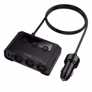 Įkroviklis automobilinis Hoco (Z64) (2xUSB; 2xUSB-C 3xcigarette lighter splitter) juodas