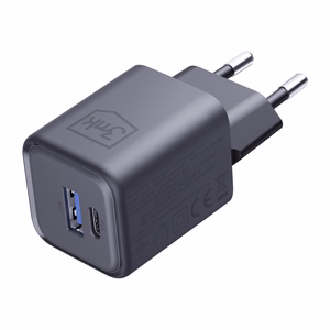 3mk Hyper Charger PD 33W GaN QC4+ PPS AFC FCP SCP 1A1C sieninis įkroviklis - juodas