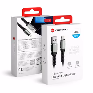 Cable USB A to Lightning Forcell F-Energy 2,4A 12W Cafule 1,2 m C257 black