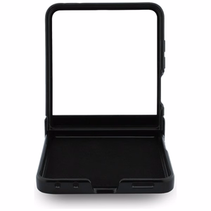Smėlio spalvos dėklas „Guess Magnetic Ring Stand Grained Classic Logo MagSafe“, skirtas „Samsung Galaxy Z Flip8“