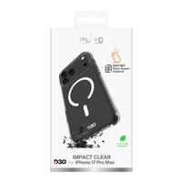 Puro Impact skaidrus D3O TPU+PC magnetinis dėklas telefonui iPhone 17 Pro Max - permatomas