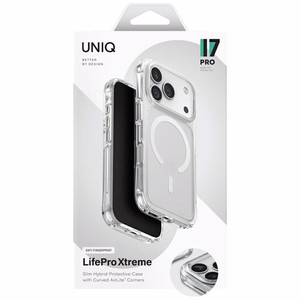 Uniq LifePro Xtreme Magclick įkrovimo dėklas telefonui iPhone 17 Pro - skaidrus su blizgučiais