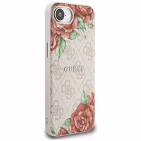 Guess 4G Flowers Print Magnetinis dėklas telefonui iPhone 16e - rožinis