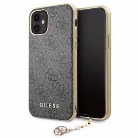 Guess GUHCN61GF4GGR iPhone 11 6.1" / Xr pilkas/pilkas kietas dėklas 4G Charms Collection