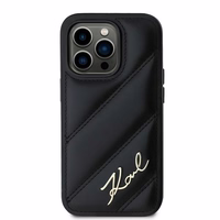 Karl Lagerfeld Diagonal Quilted Script dėklas telefonui iPhone 14 Pro - juodas