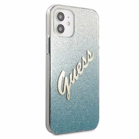 Guess GUHCP12SPCUGLSBL iPhone 12 mini 5.4" mėlynas/mėlynas kietas dėklas Glitter Gradient Script