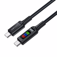 Acefast C7-03 USB-C USB-C 100W 1.2m kabelis su ekranu - juodas