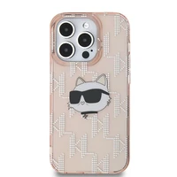 Karl Lagerfeld IML Choupette galvos ir monogramos dėklas iPhone 13 Pro Max - rožinė