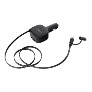 VEGER automobilinis įkroviklis su USB-C kabeliu (USB-C / Lightning) QC PD 84W CC89 juodas