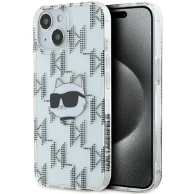 Karl Lagerfeld IML Choupette galvos ir monogramos dėklas iPhone 15 / 14 / 13 - permatomas