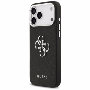 Guess Grained Big 4G Classic Logo dėklas telefonui iPhone 17 Pro Max - juodas