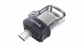 SanDisk Ultra Dual m3.0 USB atmintukas 32 GB USB Type-A / Micro-USB 3.2 Gen 1 (3.1 Gen 1) Juoda, Sidabras, Permatomas