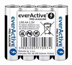 Šarminės baterijos everActive Pro Alkaline LR6 AA - 4 vnt.