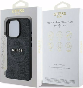 Dėklas Guess PU Leather 4G Colored Ring MagSafe Apple iPhone 16 Pro juodas