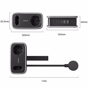 Orico AP3 65W GaN 6in1 maitinimo blokas 2x AC + 2x USB-A + 2x USB-C - juodas