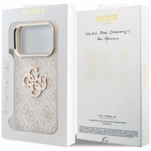 Guess 4G & Big Resin Logo dėklas, skirtas iPhone 17 Pro / 18 Pro – spalva: rožinė