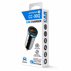 everActive CC-30Q automobilinis įkroviklis su USB QC3.0 ir USB-C PD 35 W lizdu
