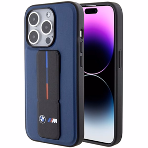 BMW M su stovu dviejų spalvų dėklas telefonui iPhone 15 Pro - tamsiai mėlynas