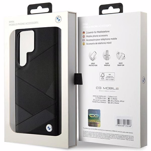 BMW BMHCS24L23RCGPK S24 Ultra S928 чёрный/чёрный жёсткий чехол Signature Leather Crossing Lines Pattern
