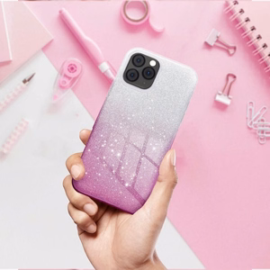 Blizgus dėklas telefonui SAMSUNG A52 5G / A52 LTE (4G) / A52S skaidrus rožinis