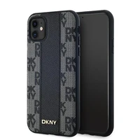 DKNY Odinis langeliais raštuotas magnetinis dėklas iPhone 11 / Xr - juodas