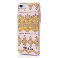 Guess GUHCP7TGPI iPhone 7/8/SE 2020/ SE 2022 rožinis kietas dėklas Aztec Tribal 3D