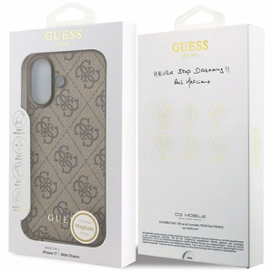 Guess 4G Charms Collection Magnetinis dėklas telefonui iPhone 17 - rudas