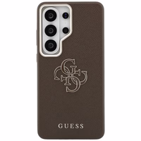 Guess dėklas Grained Big 4G Metal Logo skirtas Samsung Galaxy S26 Ultra rudas