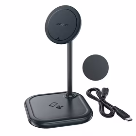 "Acefast" 15 W "Qi" belaidis įkroviklis "iPhone" (su "MagSafe") ir "Apple AirPods" stovo laikiklis Magnetinis laikiklis Pilka (E6 pilka)