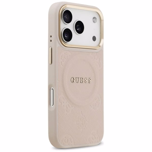 Guess Peony Hot Stamp Magnetinis dėklas telefonui iPhone 17 Pro - rožinė