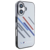 BMW Motosport IML atsitiktinės juostos iPhone 16 dėklas - pilkas