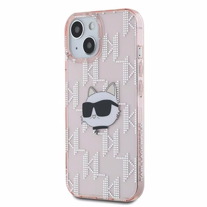 Karl Lagerfeld IML Choupette galvos ir monogramos dėklas iPhone 15 / 14 / 13 - rožinė