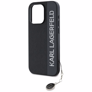 Чехол Karl Lagerfeld Saffiano Rhinestones & Charm для iPhone 15 Pro Max - чёрный