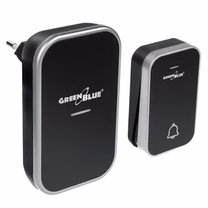 GreenBlue GB157 B – belaidis kinetinis durų skambutis be baterijų, iki 200 m, IP44, juodas