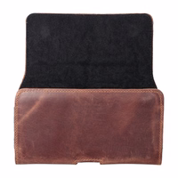 ROYAL Crazy Horse universalus horizontalus odinis diržo dėklas dydis M IPHONE 12 MINI / 13 MINI / SAMSUNG A40 / S8 / XIAOMI 12 / Redmi 5A rudas