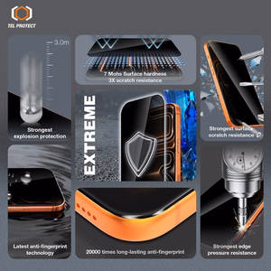 Grūdintas stiklas Tel Protect 10X Privacy DLC Diamond Coating skirtas Iphone 17 Pro