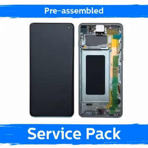 LCD ekranas suderinamas su Samsung G973 S10 su rėmeliu / Prism Green / (Iš anksto surinktas Service Pack)