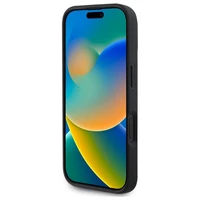 BMW ženklas odinis deimantinis metalinis logotipas magnetinis iPhone 16 dėklas - juodas
