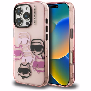 Karl Lagerfeld IML Multi K&C galvos raštas dėklas telefonui iPhone 16 Pro Max - rožinė