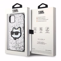 Karl Lagerfeld KLHCN61G2CPS iPhone 11 / Xr 6.1" sidabrinis kietas dėklas Blizgučiai Choupette Emblema