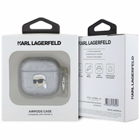 Karl Lagerfeld Monograma Karl galvos dėklas AirPods 4 - sidabrinė