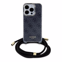 Guess Crossbody Cord 4G Print dėklas telefonui iPhone 15 Pro Max - juodas