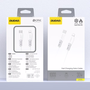 Dudao L25SX 30W USB-C - Lightning laidas su minkštu silikoninu apvalkalu 1m - baltas
