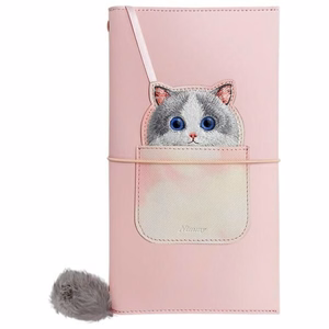 NIMMY rinkinys 2in1 užrašų knygelė + rašiklis BIG EYED PET 2.0 Katė rožinė