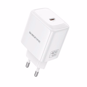 Borofone BN33 Fuente GaN USB-C tinklo įkroviklis QC3.0 PD 40W baltas