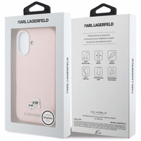 Karl Lagerfeld Karl & Choupette Head Pins Saffiano MagSafe Dėklas for iPhone 17 - rožinis