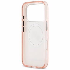 Karl Lagerfeld IML blizgantis Karl & Choupette galvų logotipo magnetinis dėklas telefonui iPhone 17 Pro - rožinis